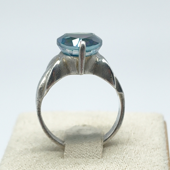 Vintage Sterling Silver Trillion Cut Mystic Topaz Ring Size 6 - Picture 6 of 14